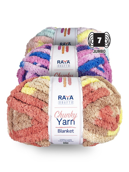 Multicolors Chunky Chenille Blanket Yarn - Jumbo - Size 7