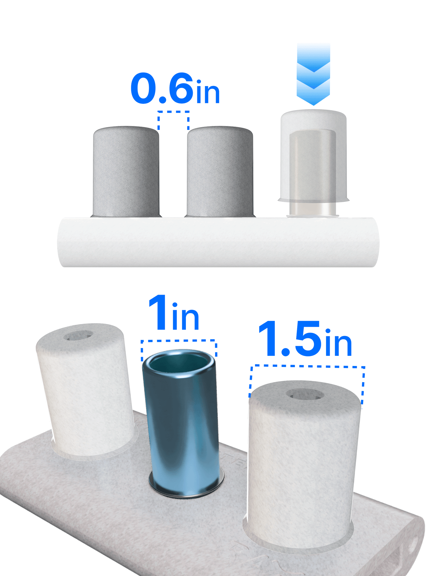 ADD-ONS: 1" to 1.5" Diameter Expansion Snap-On Adapter
