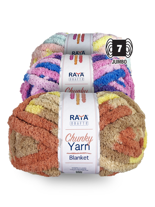 Multicolors Chunky Chenille Blanket Yarn - Jumbo - Size 7