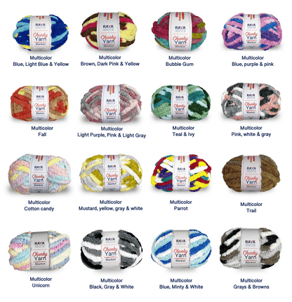 Multicolors Chunky Chenille Blanket Yarn - Jumbo - Size 7