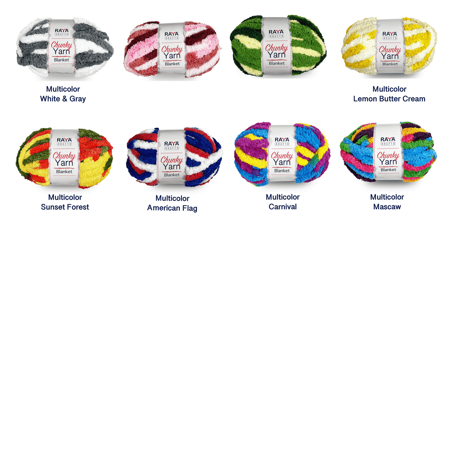 Multicolors Chunky Chenille Blanket Yarn - Jumbo - Size 7