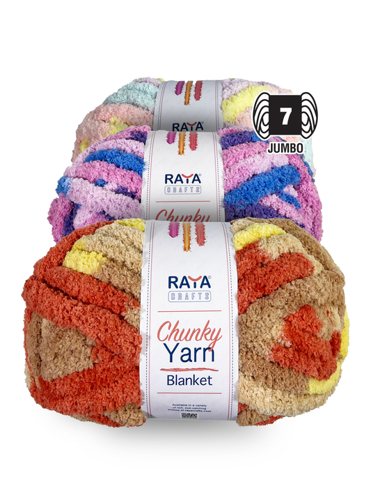 Multicolors Chunky Chenille Blanket Yarn - Jumbo - Size 7