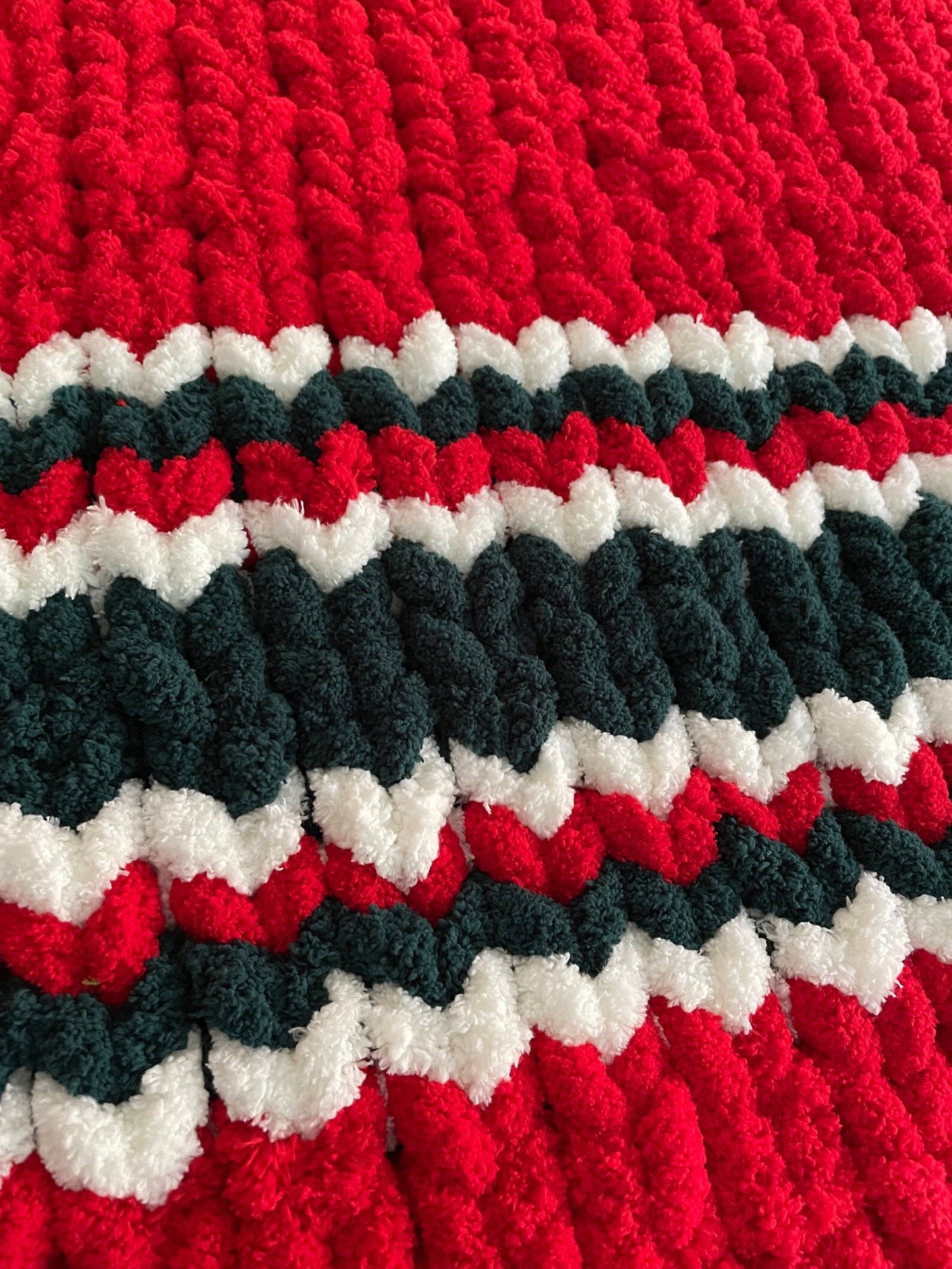 Handmade Christmas soft chunky chenille blanket. Supreme coziness.