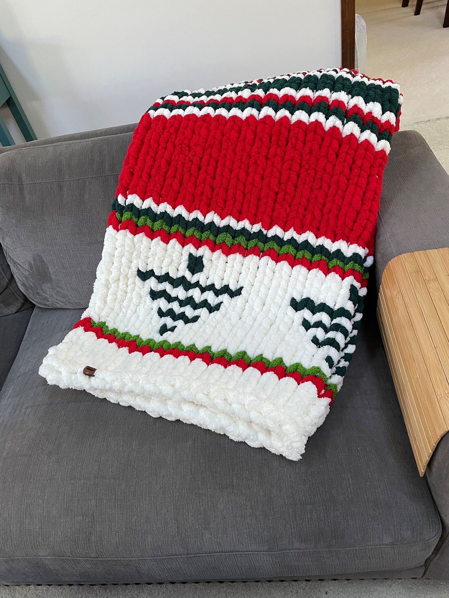 Handmade Christmas soft chunky chenille blanket. Supreme coziness.