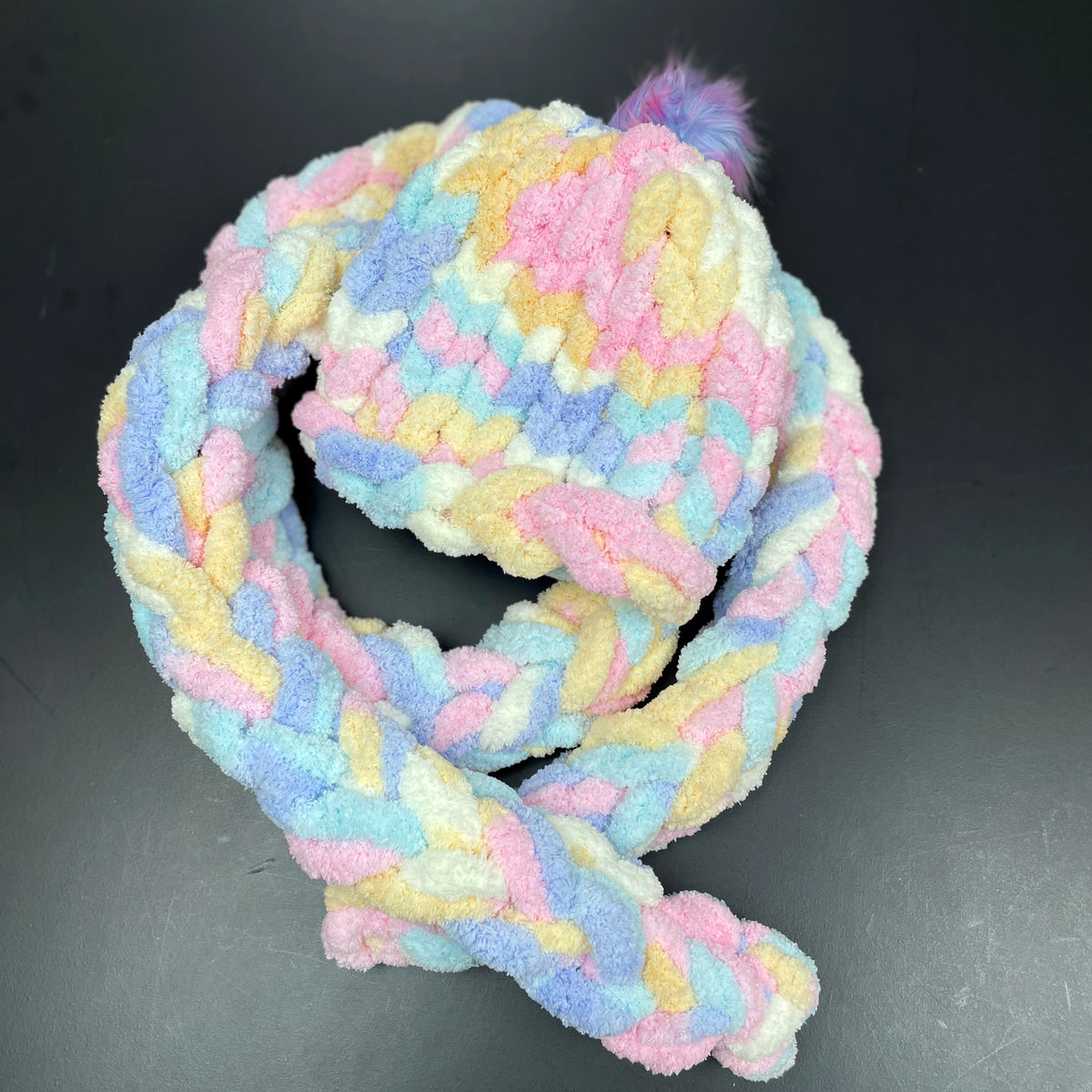 Handmade Crocheted Chenille Cable Knit Cream Colored Hat & Scarf Sets(2), NWOT Hat and Scarf Set Crochet - Etsy Canada main image 3